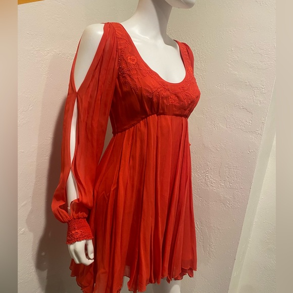 Free people Tatiana red beaded swing dress size 4 - Picture 6 of 17